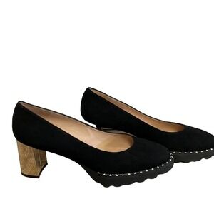 Jon Josef black suede studded heels 9